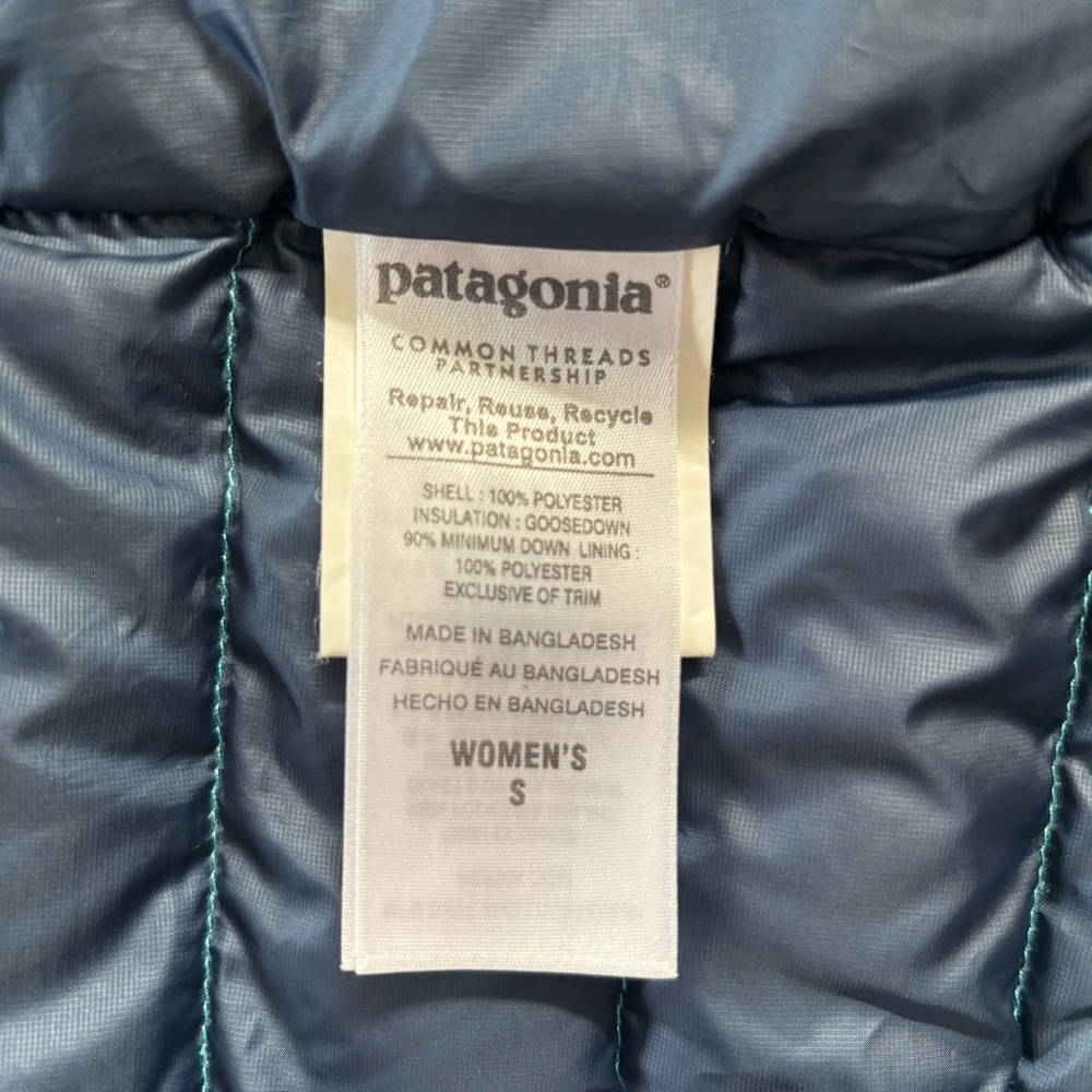 Patagonia Down Sweater Puffer Jacket Lightweight Packable Teal Blue Size Small - Picture 10 of 12